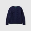 Cable knit sweater in wool blend