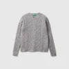 Cable knit sweater in wool blend