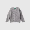 Cable knit sweater in wool blend