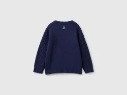 Cable knit sweater in wool blend