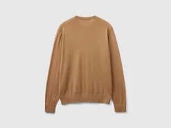 Camel sweater in pure Merino wool