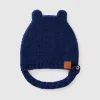 Cap with ear applique in recycled wool blend