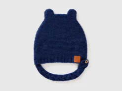 Cap with ear applique in recycled wool blend