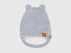 Cap with ear applique in recycled wool blend