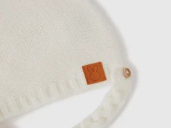 Cap with ear applique in recycled wool blend