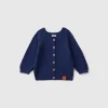 Cardigan with cables in recycled wool blend