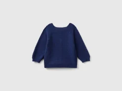 Cardigan with cables in recycled wool blend