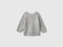 Cardigan with cables in recycled wool blend
