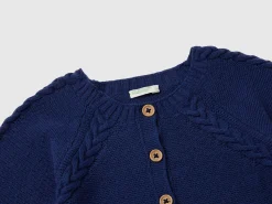 Cardigan with cables in recycled wool blend