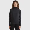 Charcoal gray turtleneck sweater in pure Merino wool