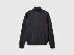 Charcoal gray turtleneck sweater in pure Merino wool
