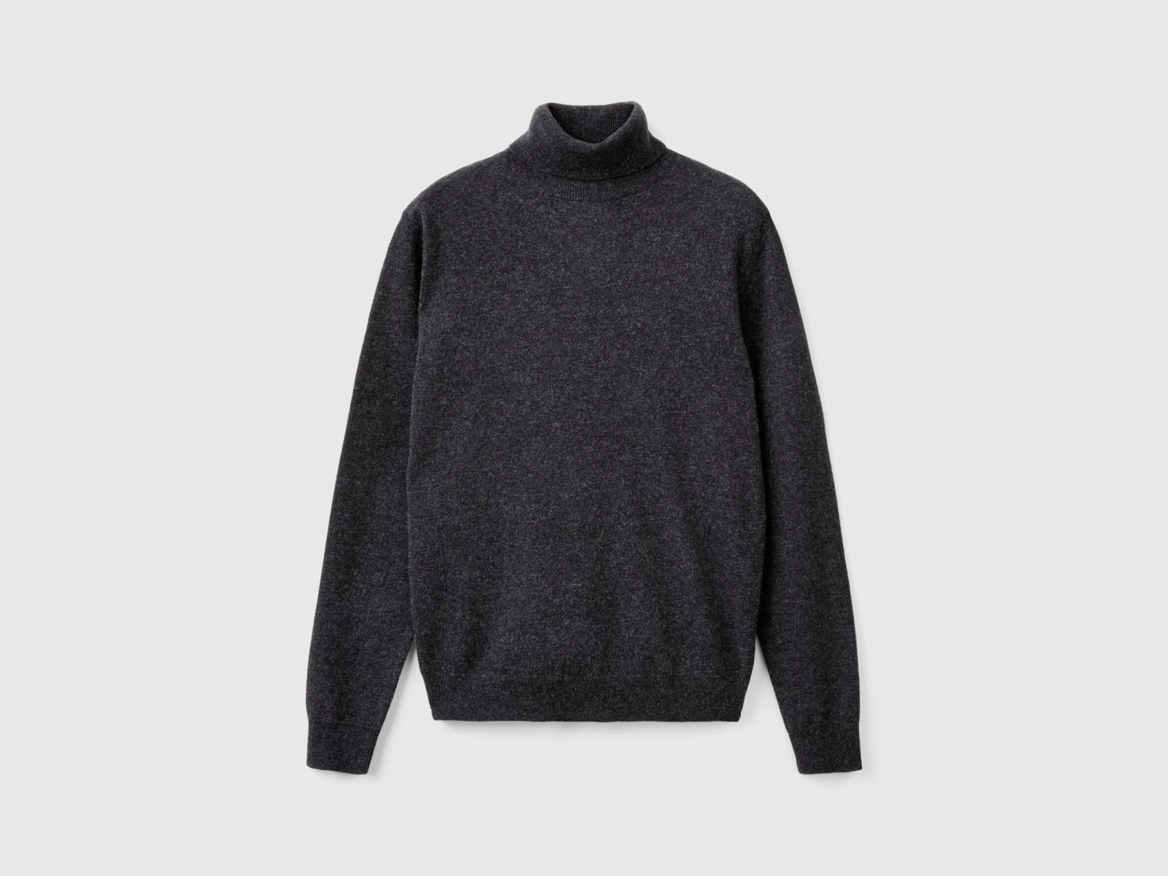 Charcoal gray turtleneck sweater in pure Merino wool