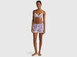 Charmeuse shorts with floral print