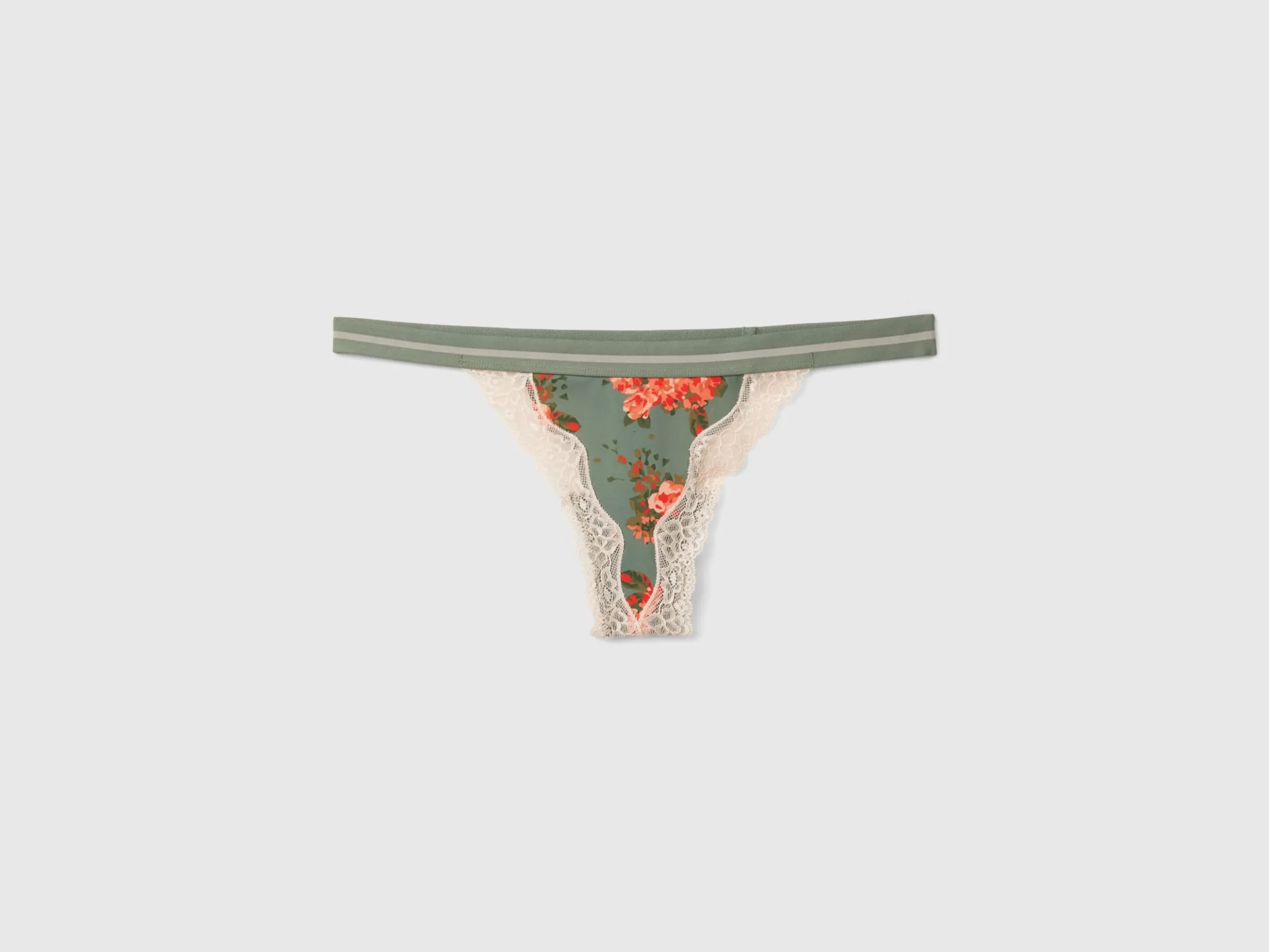 Charmeuse thong with floral print