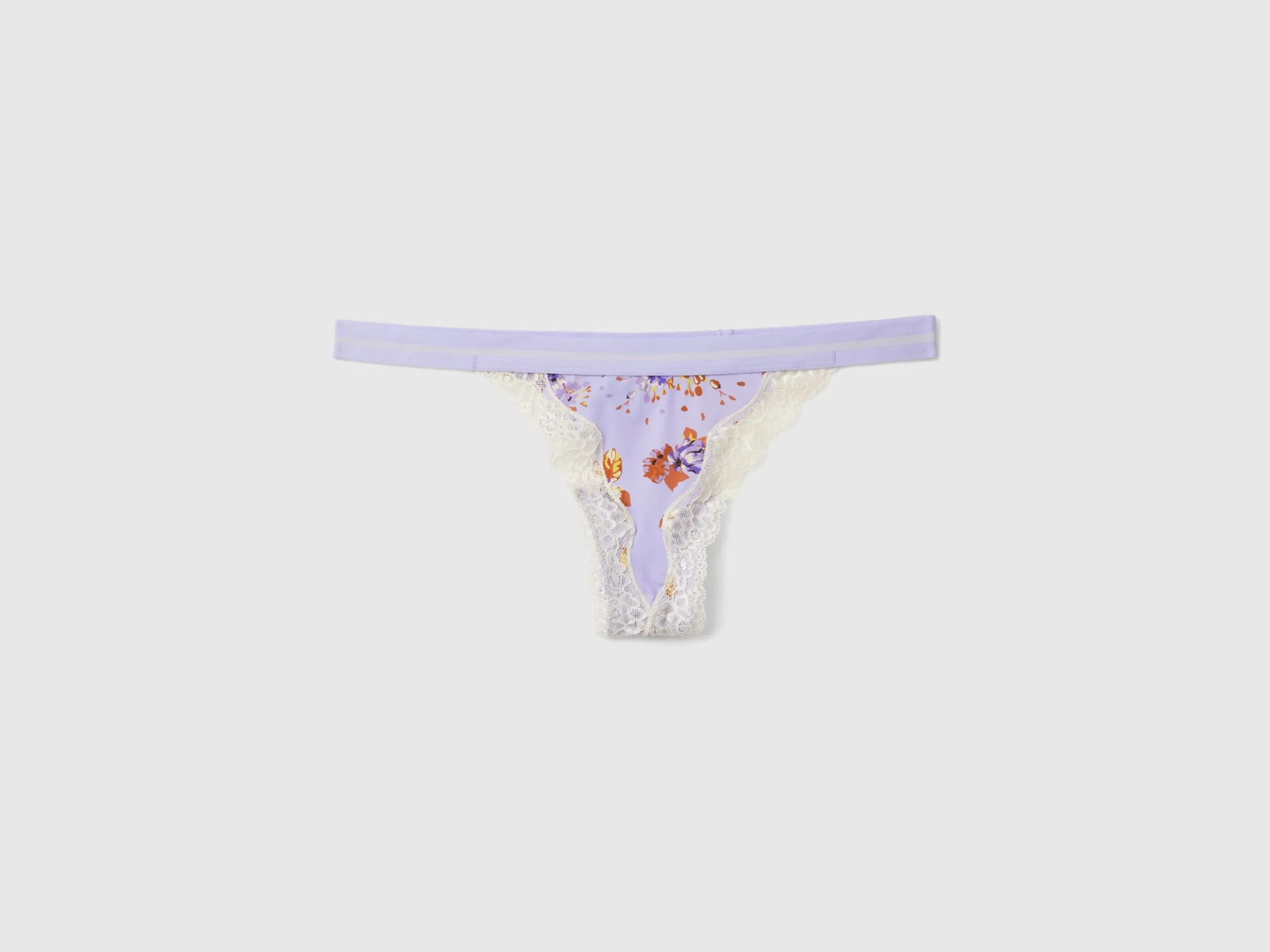 Charmeuse thong with floral print