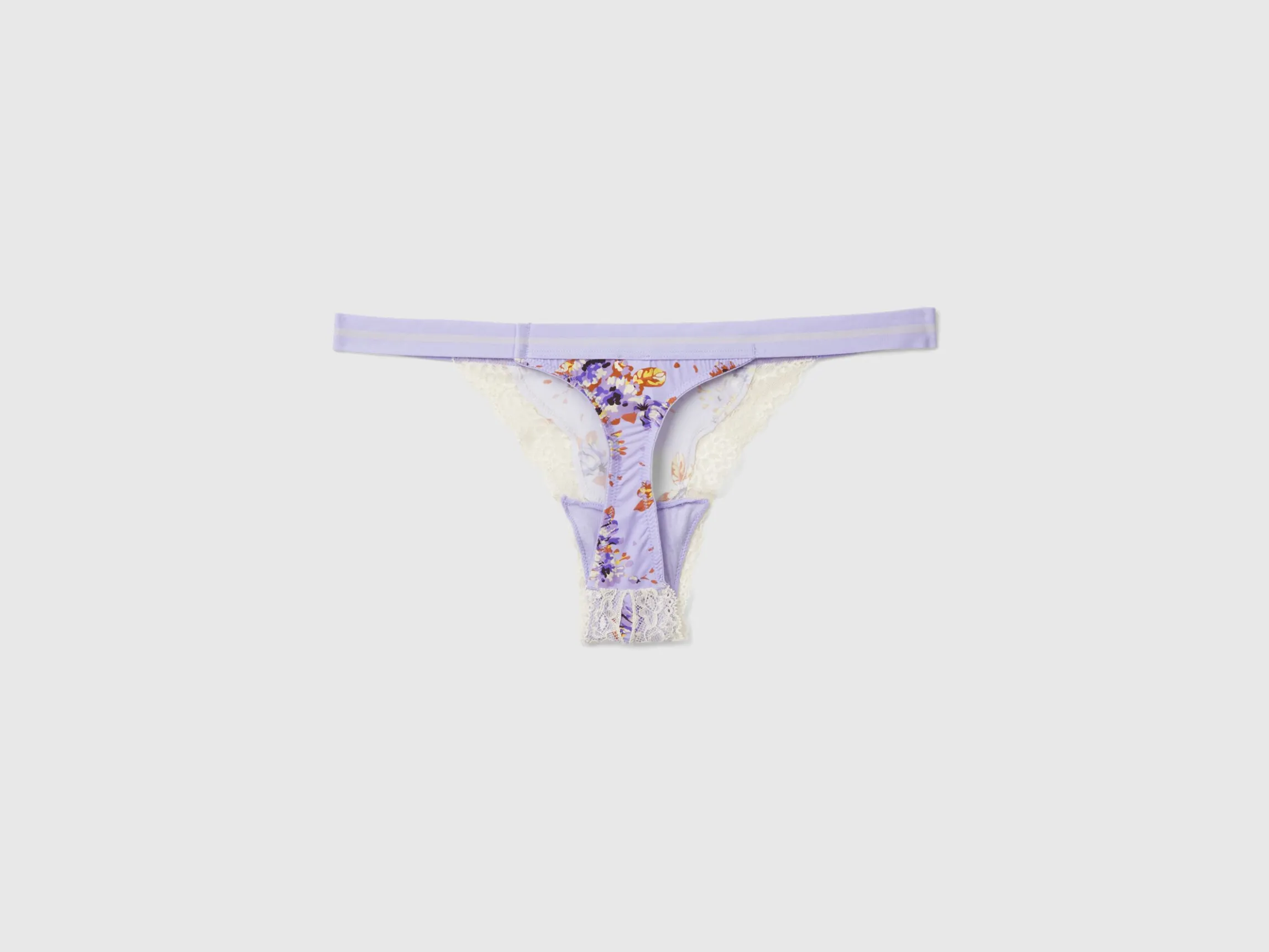 Charmeuse thong with floral print