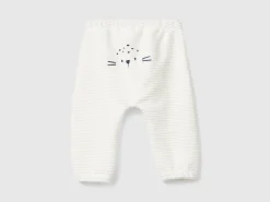 Chenille trousers with embroidery