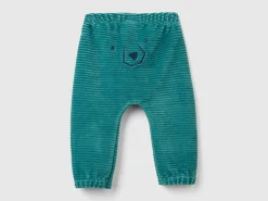 Chenille trousers with embroidery