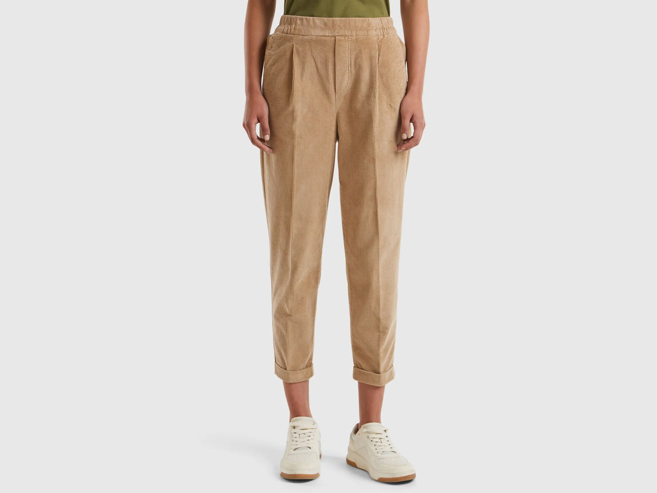 Chinos in velvet with stretch waist
