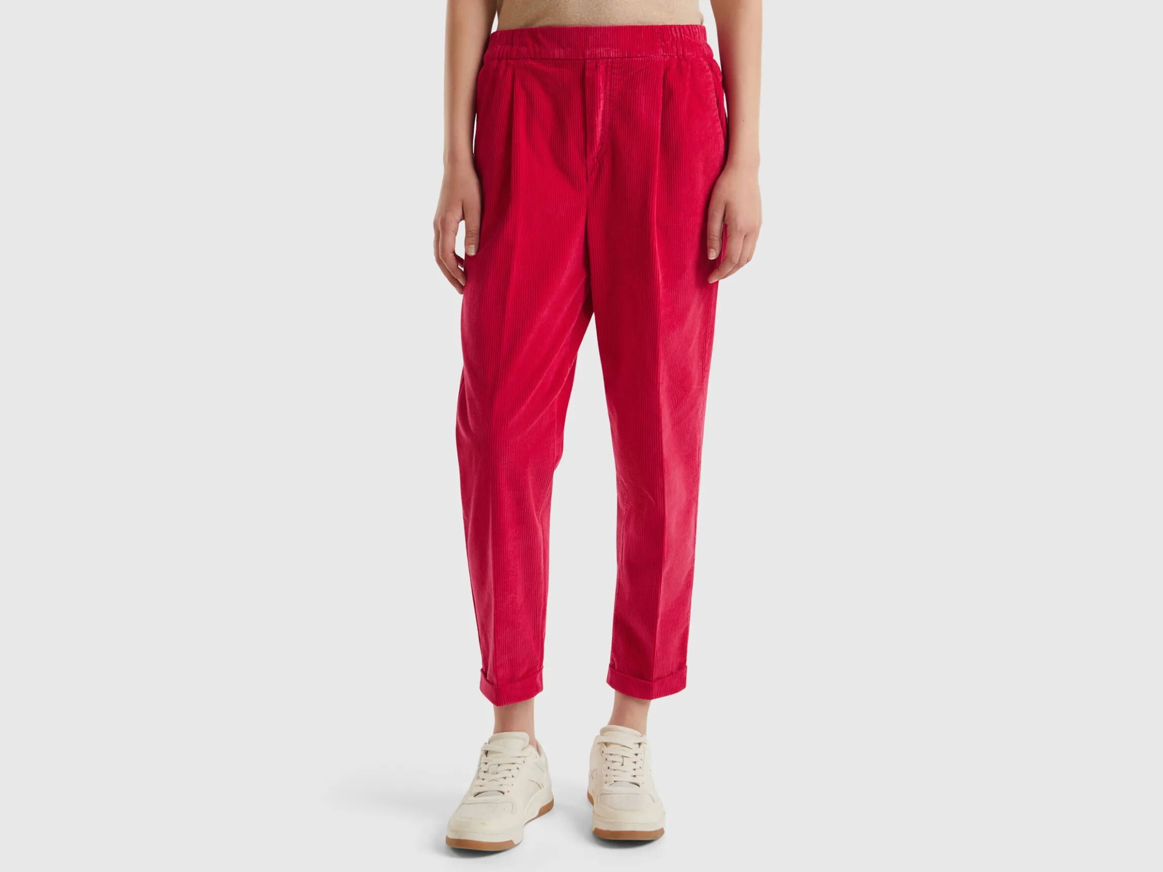 Chinos in velvet with stretch waist