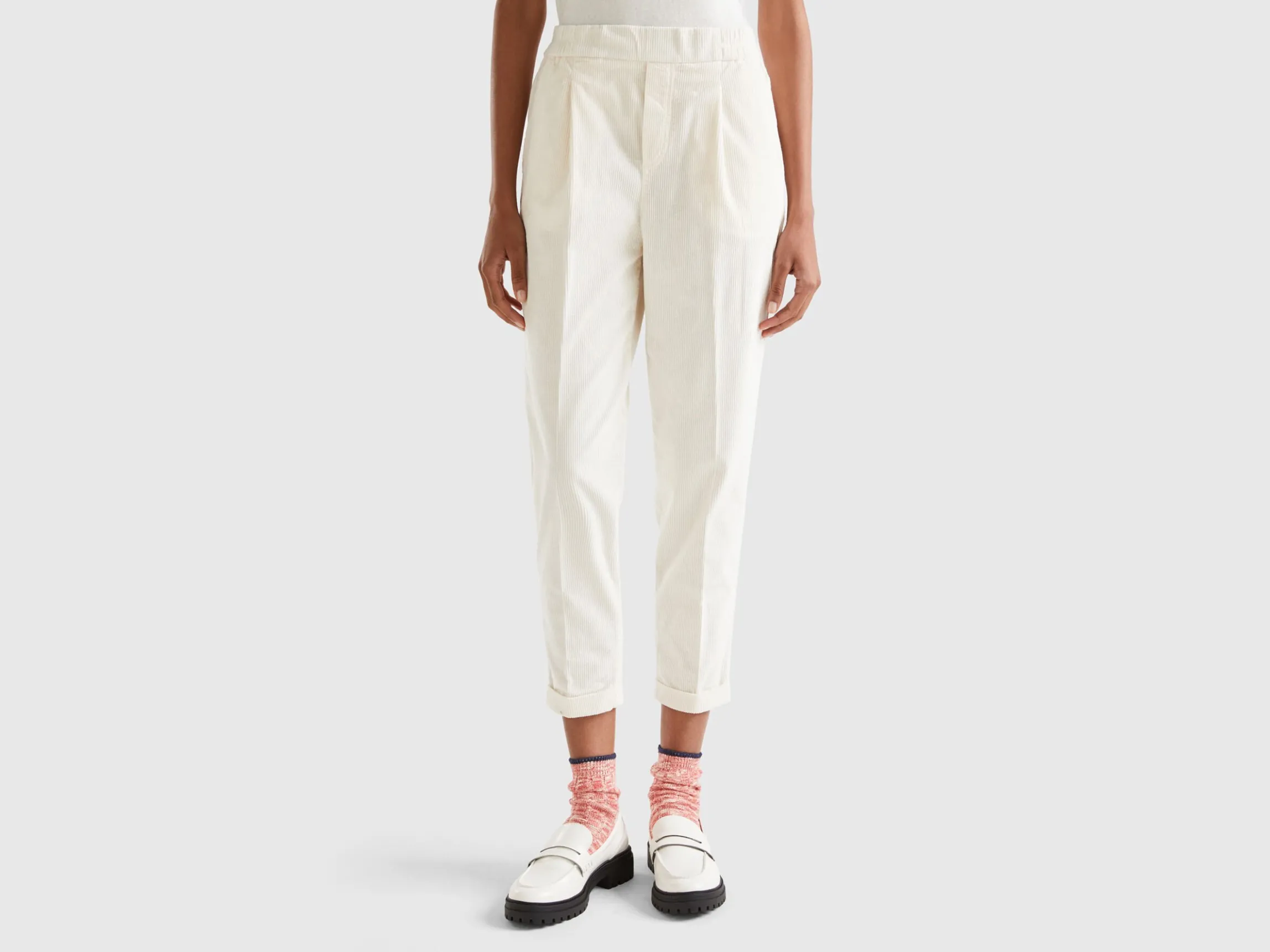 Chinos in velvet with stretch waist