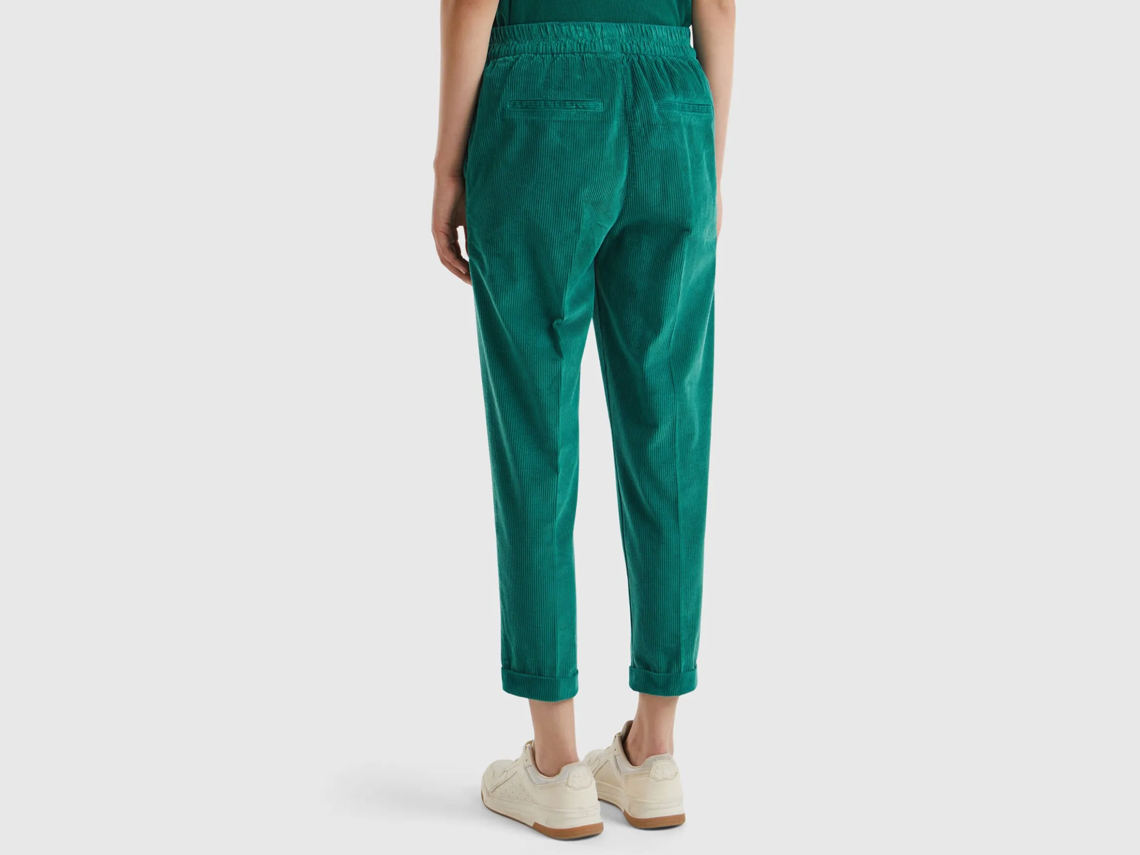 Chinos in velvet with stretch waist