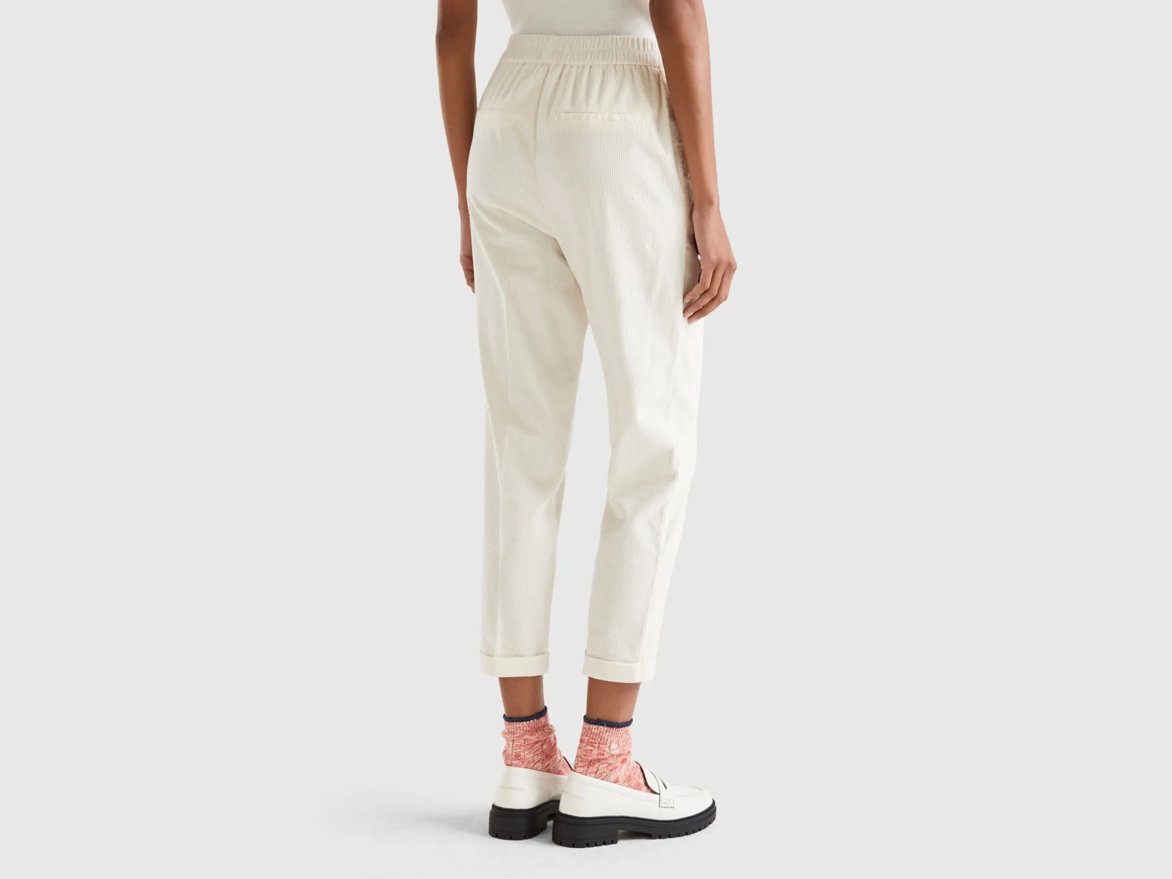 Chinos in velvet with stretch waist