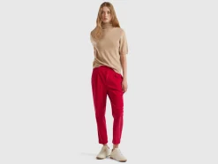 Chinos in velvet with stretch waist
