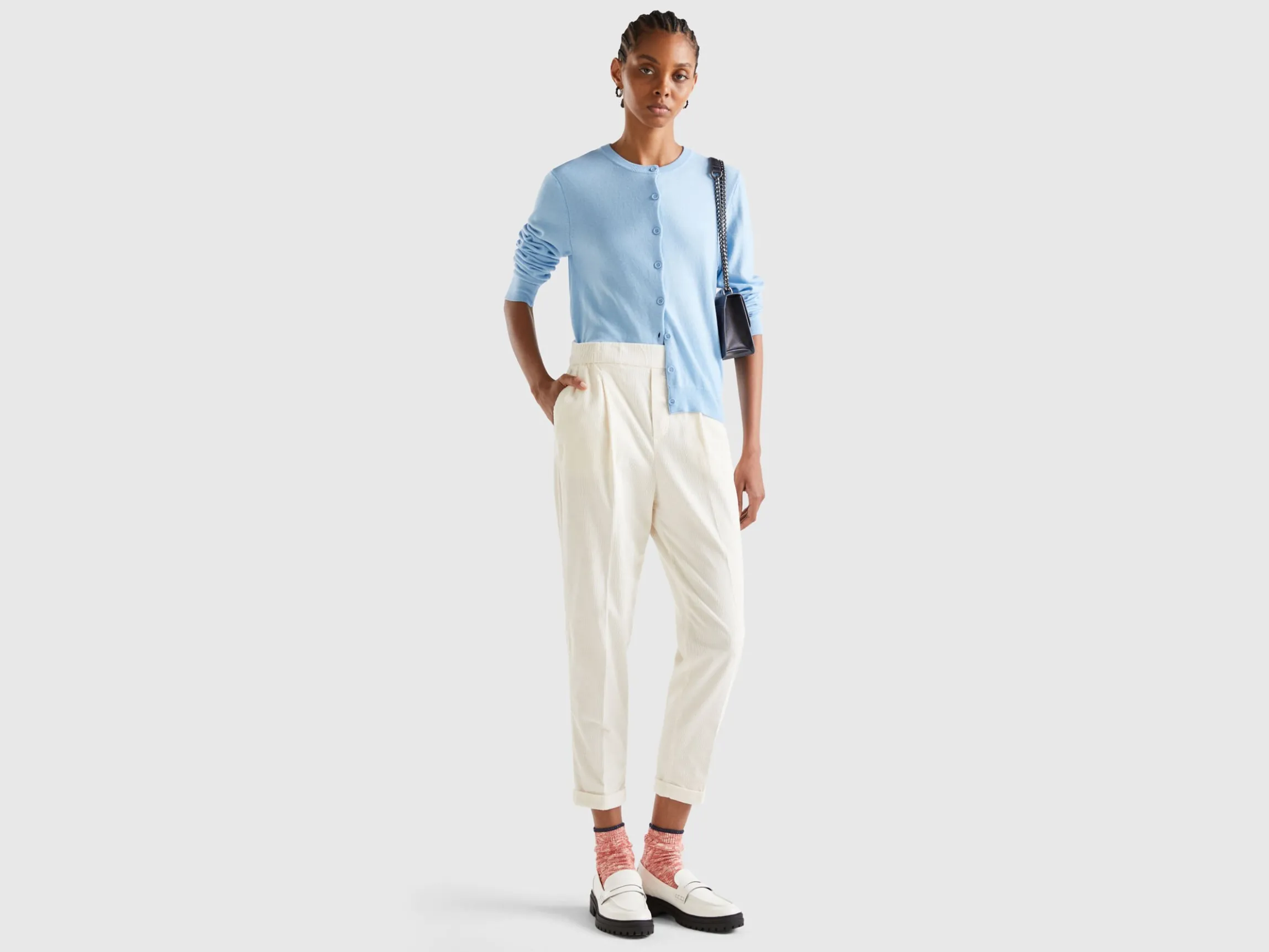 Chinos in velvet with stretch waist