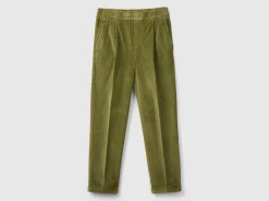 Chinos in velvet with stretch waist