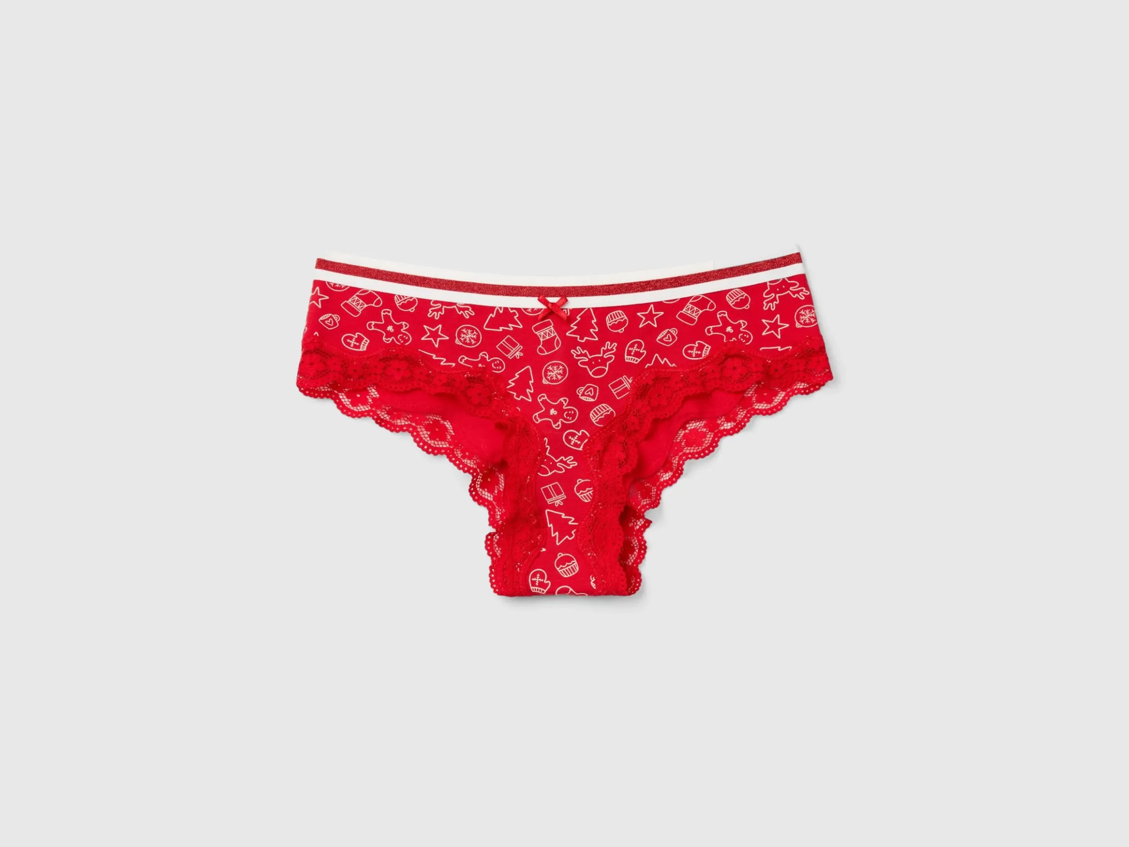 Christmas culotte-style underwear with lace