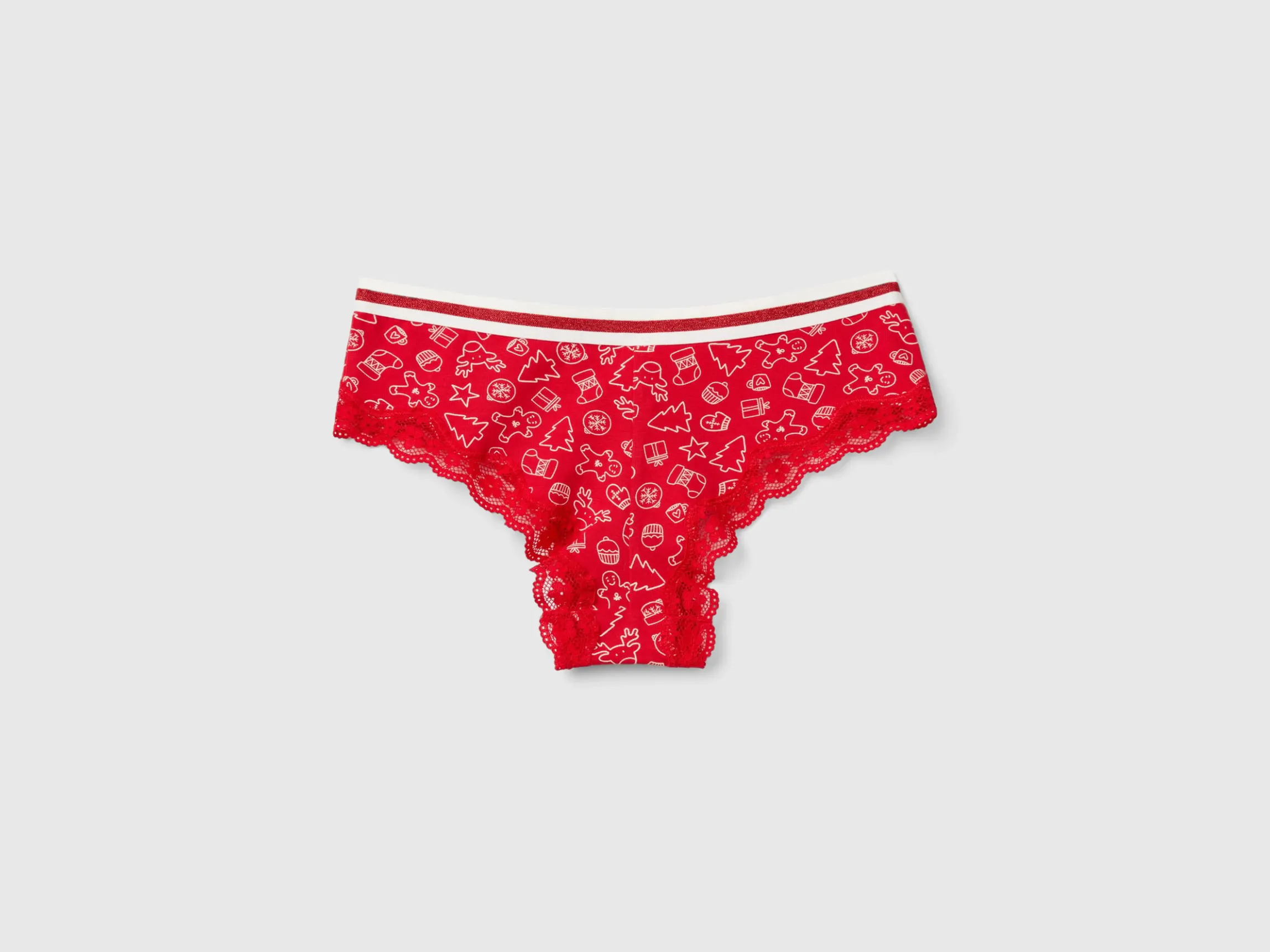 Christmas culotte-style underwear with lace