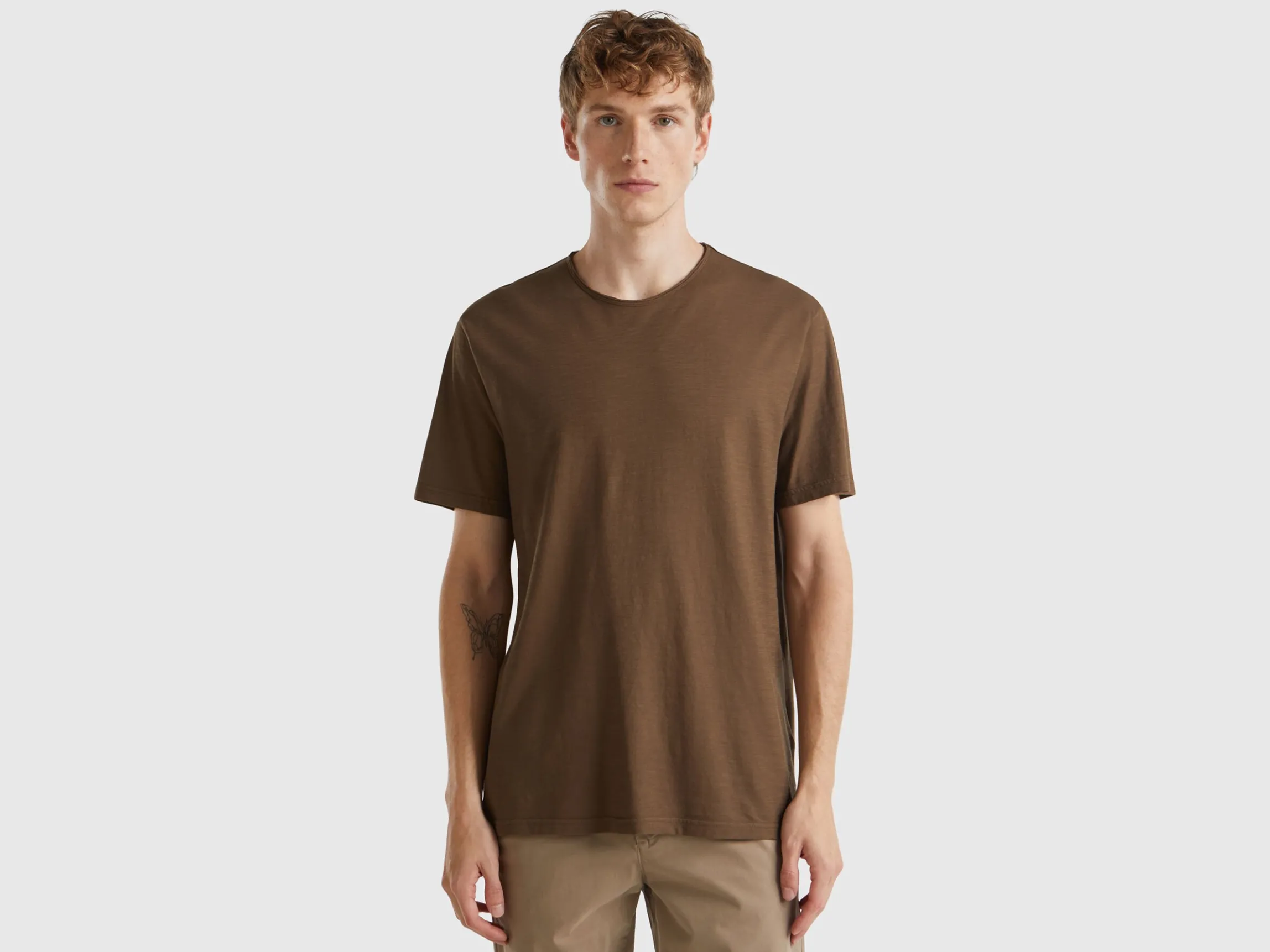 Coffee t-shirt in slub cotton