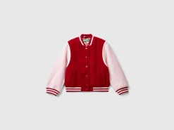 Color block bomber jacket in wool blend