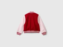 Color block bomber jacket in wool blend