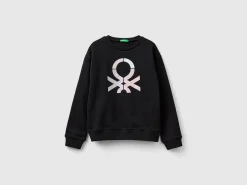 100% cotton sweatshirt with glittery logo
