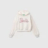 Cream Barbie sweatshirt with rhinestones
