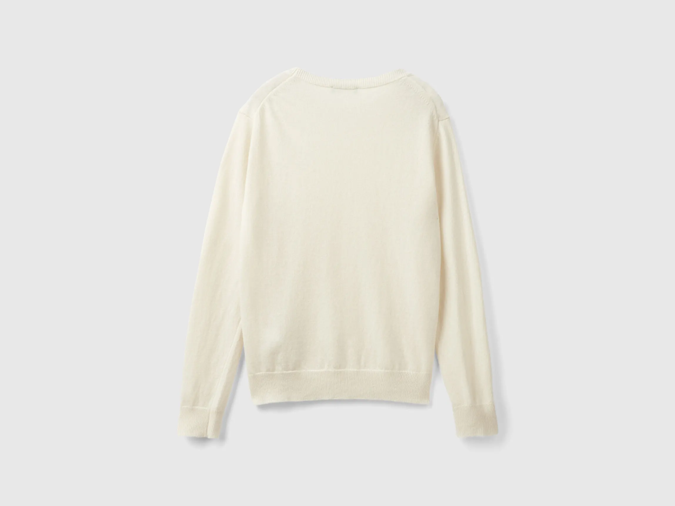 Cream crew neck sweater in Merino wool