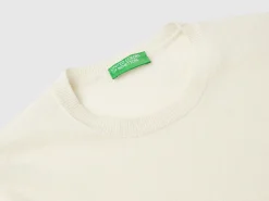 Cream crew neck sweater in Merino wool