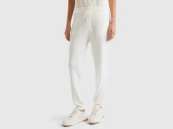 Cream sporty trousers in cashmere blend