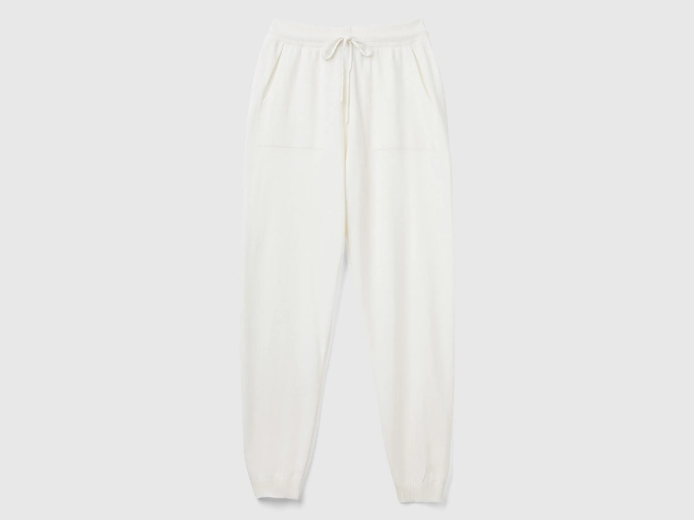 Cream sporty trousers in cashmere blend