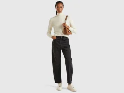 Cream turtleneck sweater in pure Merino wool