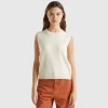 Cream vest in pure Merino wool