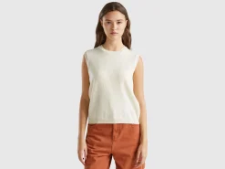 Cream vest in pure Merino wool