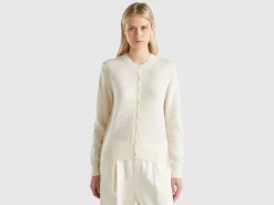 Cream white cardigan in pure cashmere