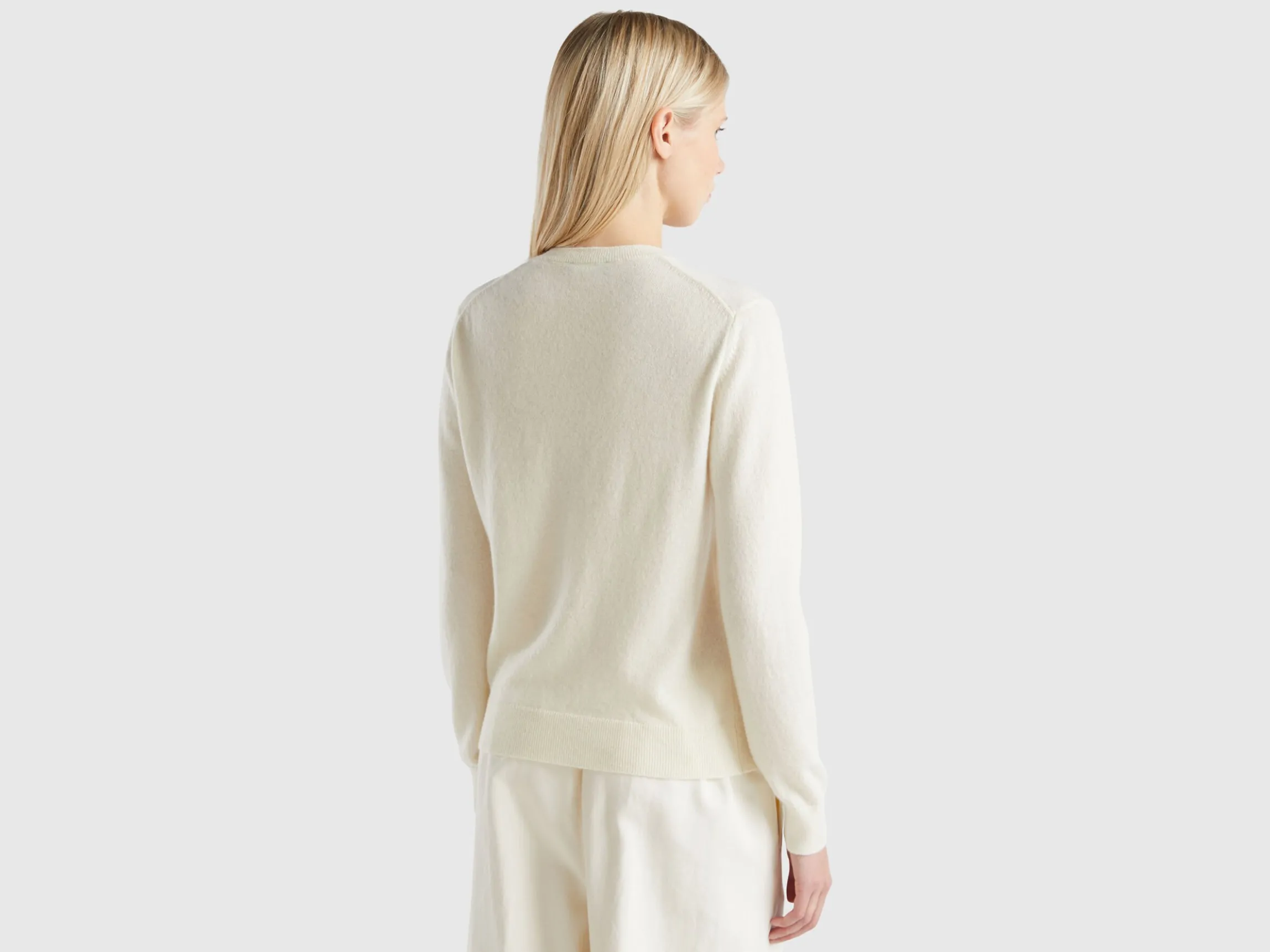 Cream white cardigan in pure cashmere