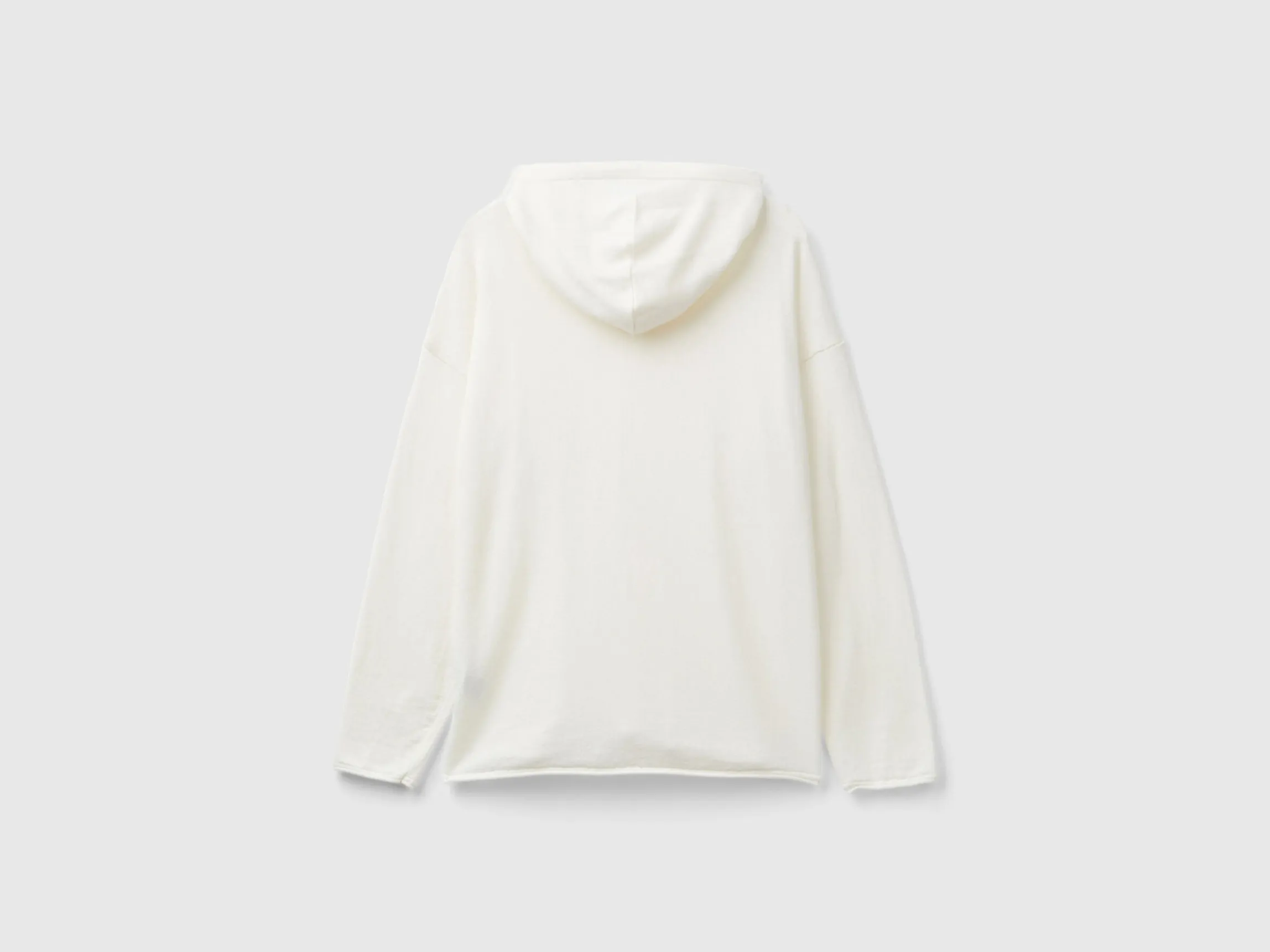 Cream white cashmere blend sweater with hood