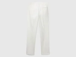 Cream white slim fit cotton chinos