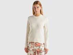 Cream white sweater in pure cashmere