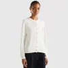 Cream white turtleneck in cashmere and wool blend